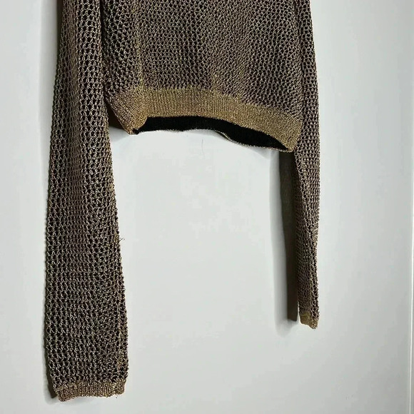 Gold Glitter Long Sleeve VNeck Crop Top - Picture 8 of 8